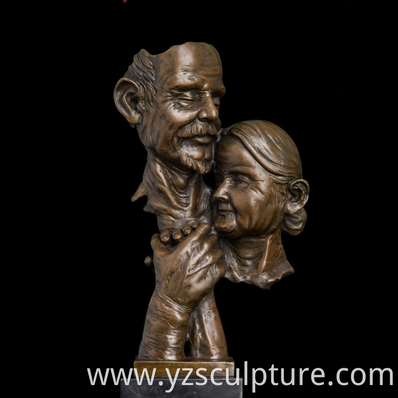 Couple bronze bust